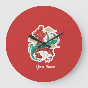 Aquarius Zodiac Artistic Symbol T-Shirt - Custom Large Clock