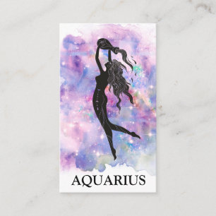 *~* AQUARIUS Zodiac Astrology Readings Blue Pink Business Card