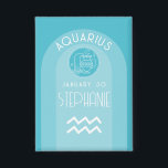 Aquarius Zodiac Astrology Sign Photo Birthdate<br><div class="desc">Personalise this button with a birthdate and name. A custom design with the zodiac sign - Aquarius - plus personality traits and constellation. Personalise this birthday candle with a birthdate and name. A custom birthday design with the zodiac sign - Aquarius - plus personality traits, information and constellation. A peaceful,...</div>