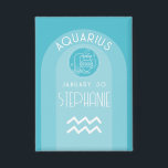 Aquarius Zodiac Astrology Sign Photo Birthdate<br><div class="desc">Personalise this button with a birthdate and name. A custom design with the zodiac sign - Aquarius - plus personality traits and constellation. Personalise this birthday candle with a birthdate and name. A custom birthday design with the zodiac sign - Aquarius - plus personality traits, information and constellation. A peaceful,...</div>