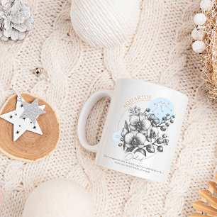 Aquarius zodiac birth flower month birthday  coffee mug