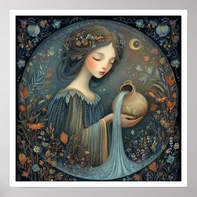 Aquarius Zodiac Birth Sign Astrology Celestial (Front)
