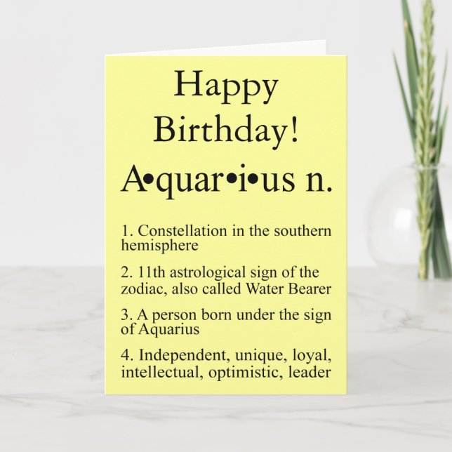 Aquarius Zodiac Birthday Card (Front)