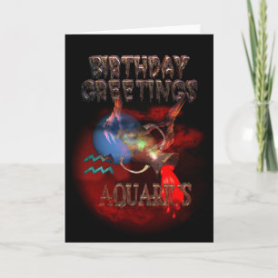 Aquarius Zodiac Birthday Greetings by Valxart Card