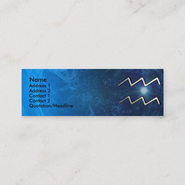 Aquarius Zodiac Business Card Template (Front)