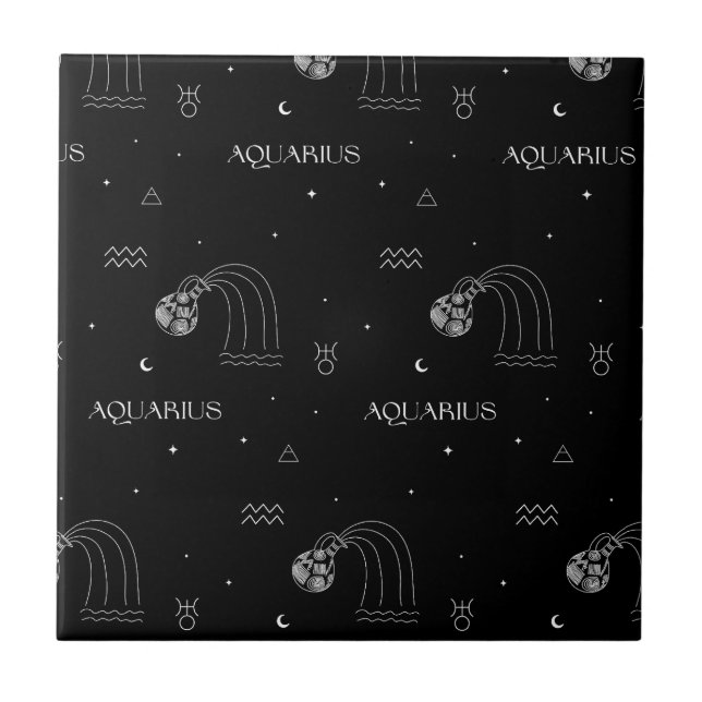 Aquarius Zodiac - Celestial Water Bearer (1) Ceramic Tile (Front)