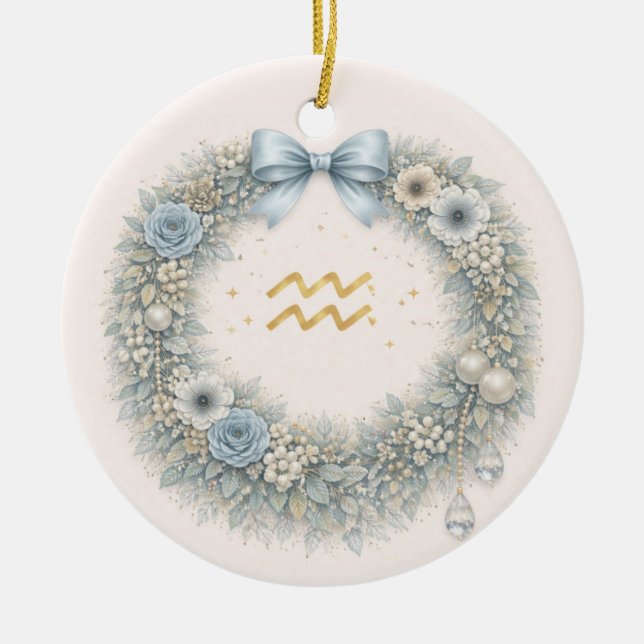 Aquarius Zodiac Christmas Ornament – Celestial Win (Front)