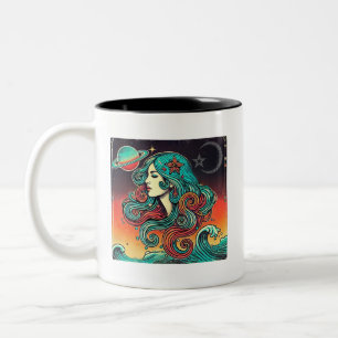 Aquarius Zodiac Coffee Mug Retro Design
