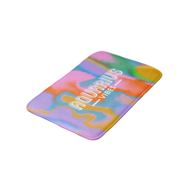 Aquarius zodiac colourful abstract moder bath mat (Angled)