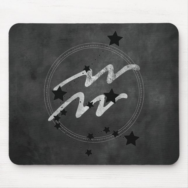 Aquarius zodiac constellation black and silver  mouse pad (Front)