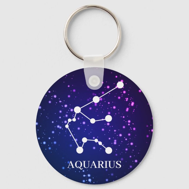 Aquarius Zodiac Constellation Design Key Ring (Front)
