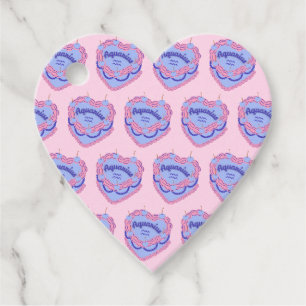 Aquarius Zodiac Coquette Heart Birthday Cake Favour Tags