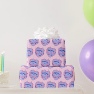 Aquarius Zodiac Coquette Heart Birthday Cake Wrapping Paper