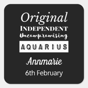 Aquarius Zodiac Fun Characteristics Birthday Square Sticker