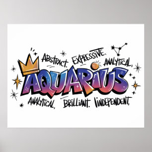 Aquarius Zodiac Graffiti  Poster