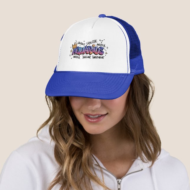 Aquarius Zodiac Graffiti  Trucker Hat (In Situ)