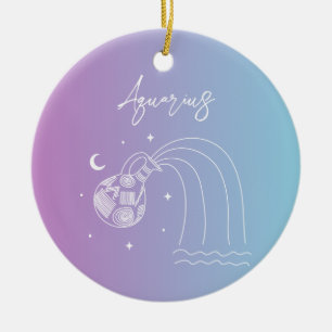 Aquarius zodiac horoscope star sign gradient ceramic ornament