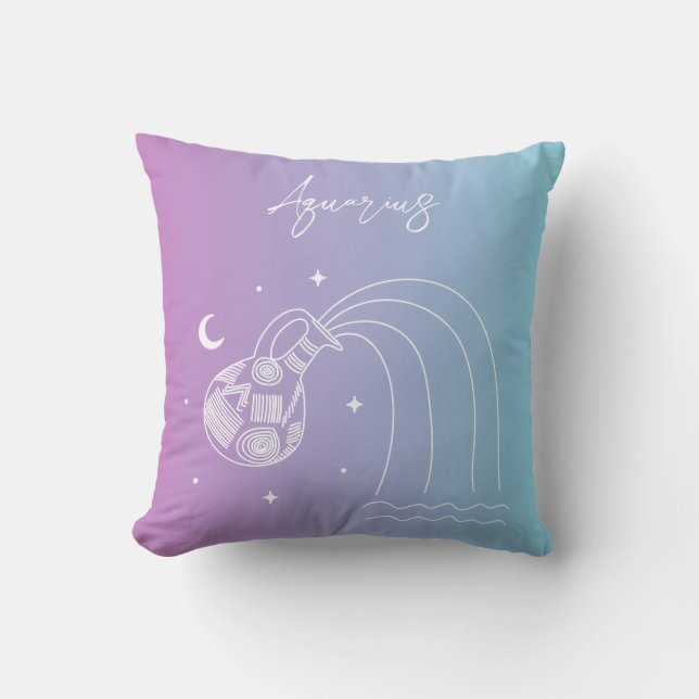 Aquarius zodiac horoscope star sign gradient cushion (Front)