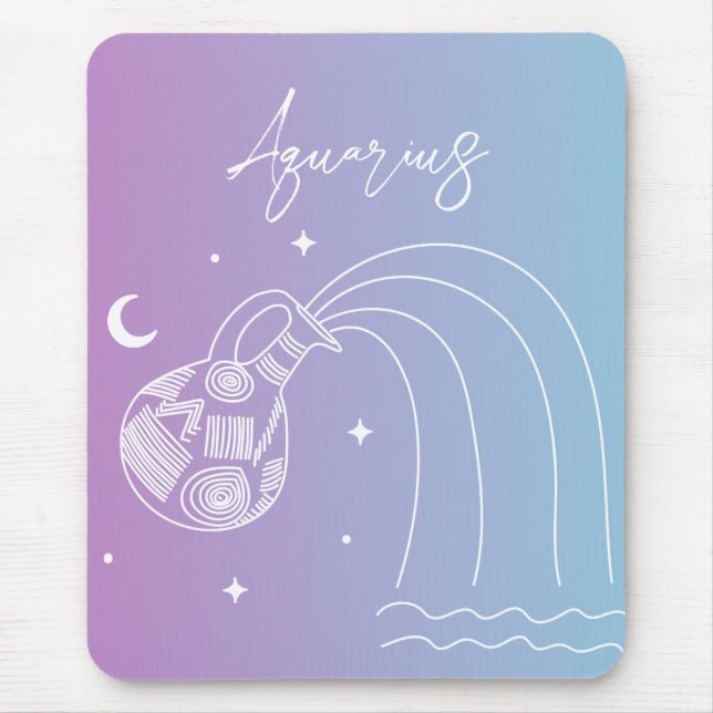 Aquarius zodiac horoscope star sign gradient mouse pad (Front)