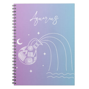Aquarius zodiac horoscope star sign gradient notebook
