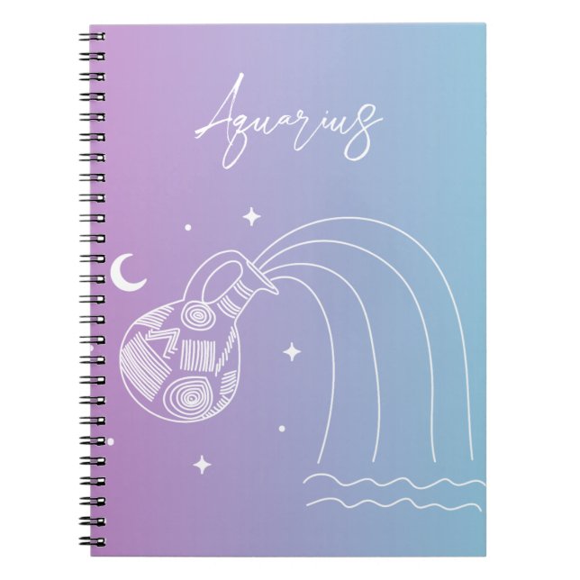 Aquarius zodiac horoscope star sign gradient notebook (Front)