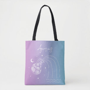Aquarius zodiac horoscope star sign gradient tote bag