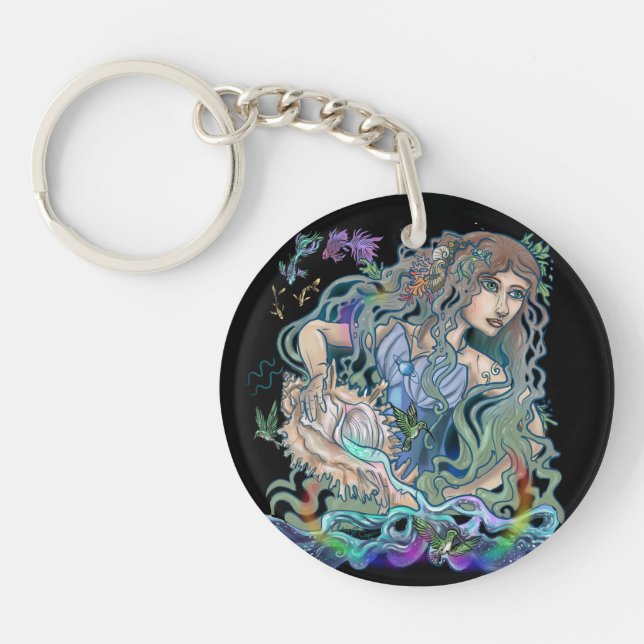 Aquarius Zodiac Key Ring (Front)