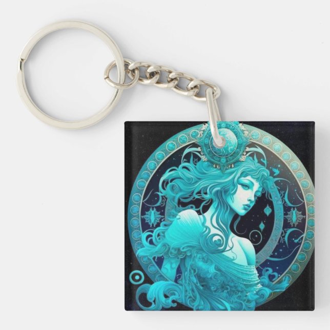 Aquarius Zodiac Keychain (Front)