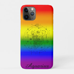 Aquarius Zodiac LGBTQ Pride Rainbow Design iPhone 11 Pro Case