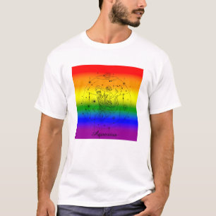 Aquarius Zodiac LGBTQ Pride Rainbow Design T-Shirt