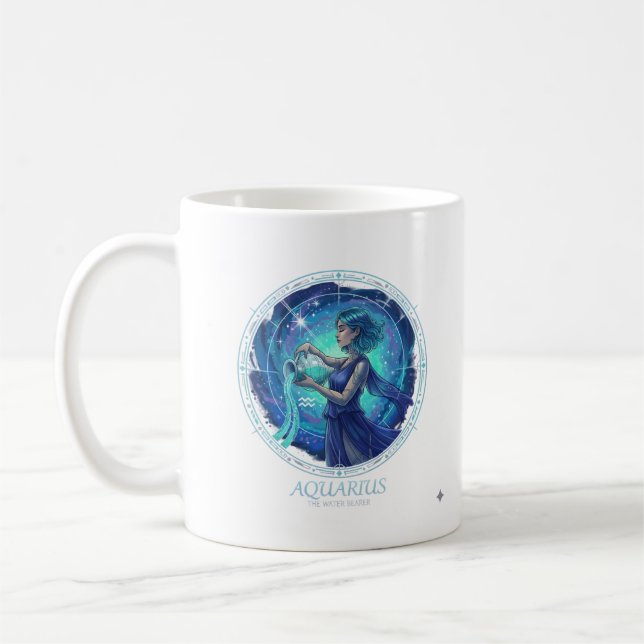 Aquarius Zodiac özel Galaxy Coffee Mug (Left)