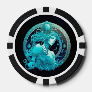 Aquarius Zodiac Poker Chips – Astrology-Themed 