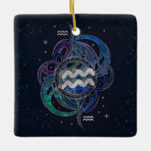 Aquarius Zodiac Sign Air Element Ceramic Ornament