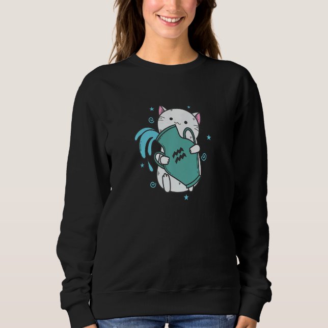 Aquarius Zodiac Sign as a Cat Horoscope Sweatshirt (Front)