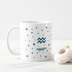 Aquarius Zodiac Sign Astrology Birthday Blue White Coffee Mug