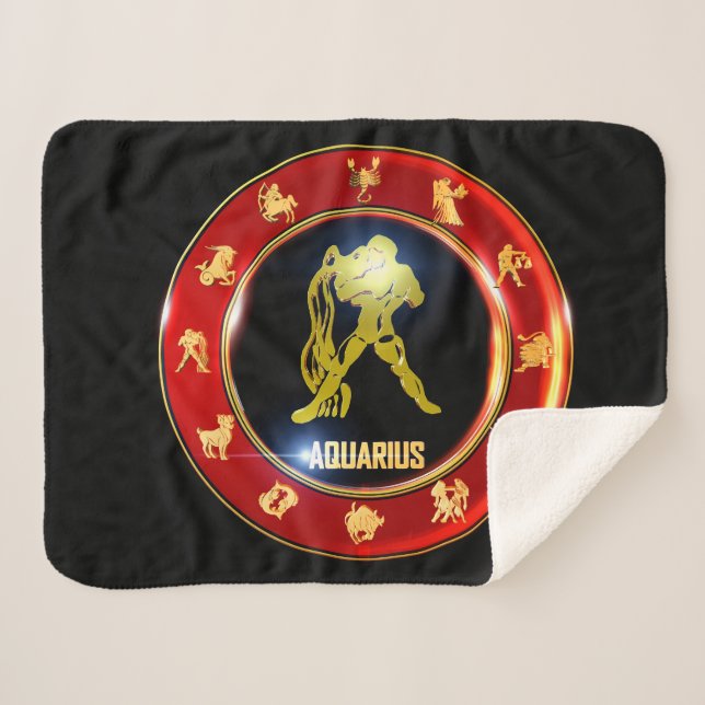 Aquarius Zodiac Sign Astrology Sherpa Blanket (Front (Horizontal))