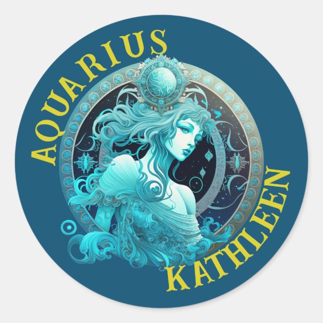 Aquarius Zodiac Sign Astrology Sticker (Front)