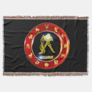 Aquarius Zodiac Sign Astrology Throw Blanket