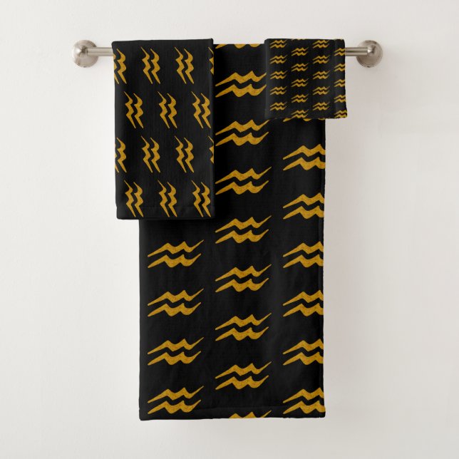 Aquarius Zodiac Sign Bath Towel Set (Insitu)