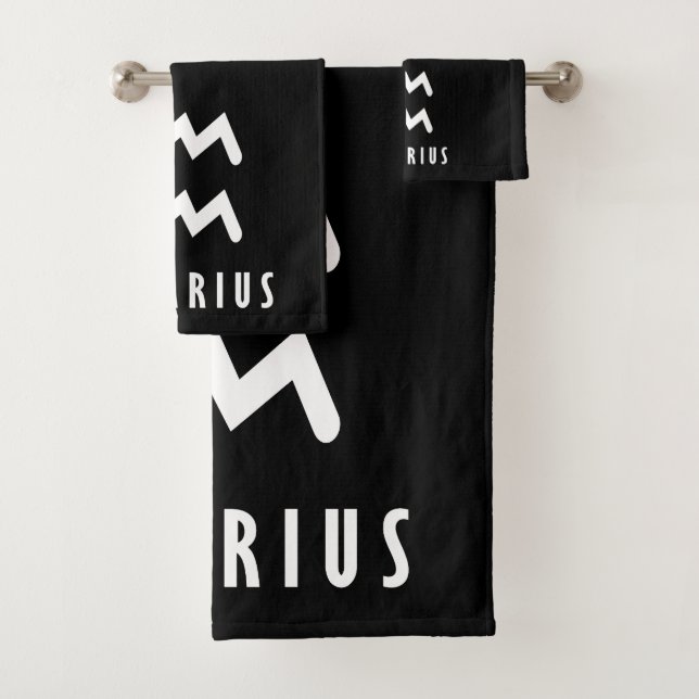 Aquarius zodiac sign bath towel set (Insitu)