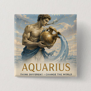 Aquarius Zodiac Sign Birthday Astrology Gift 15 Cm Square Badge