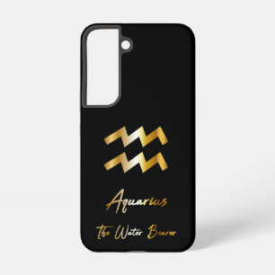 Aquarius Zodiac Sign, Black & Gold Samsung Galaxy Case