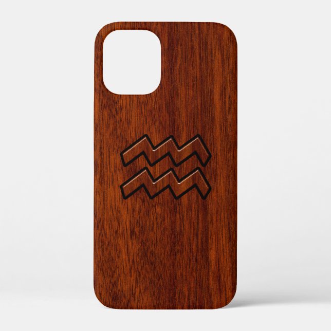 Aquarius Zodiac Sign Brown Mahogany Style Case-Mate iPhone Case (Back)