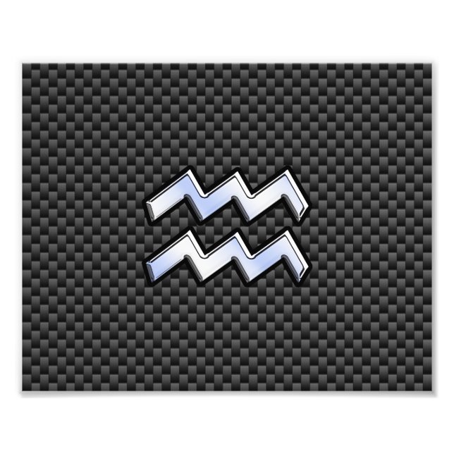 Aquarius Zodiac Sign Carbon Fibre Style (Front)