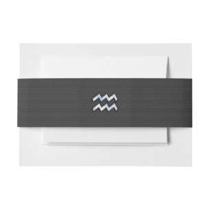 Aquarius Zodiac Sign Carbon Fibre Style Invitation Belly Band