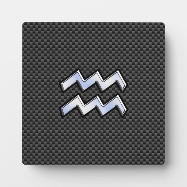 Aquarius Zodiac Sign Carbon Fibre Style Plaque (Front)