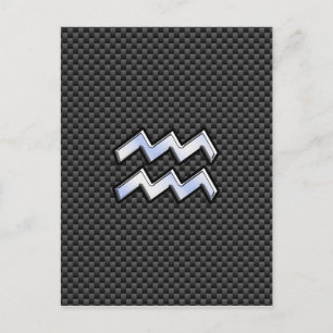 Aquarius Zodiac Sign Carbon Fibre Style Postcard