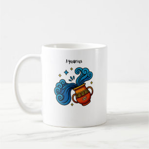 Aquarius Zodiac Sign Cartoon Illustration Coffee Mug