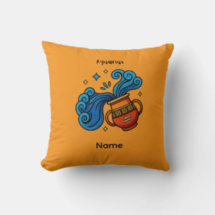 Aquarius Zodiac Sign Cartoon Illustration Cushion