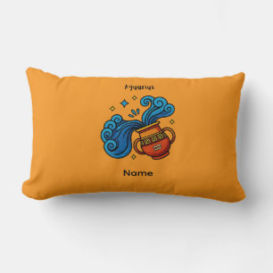Aquarius Zodiac Sign Cartoon Illustration Lumbar Cushion
